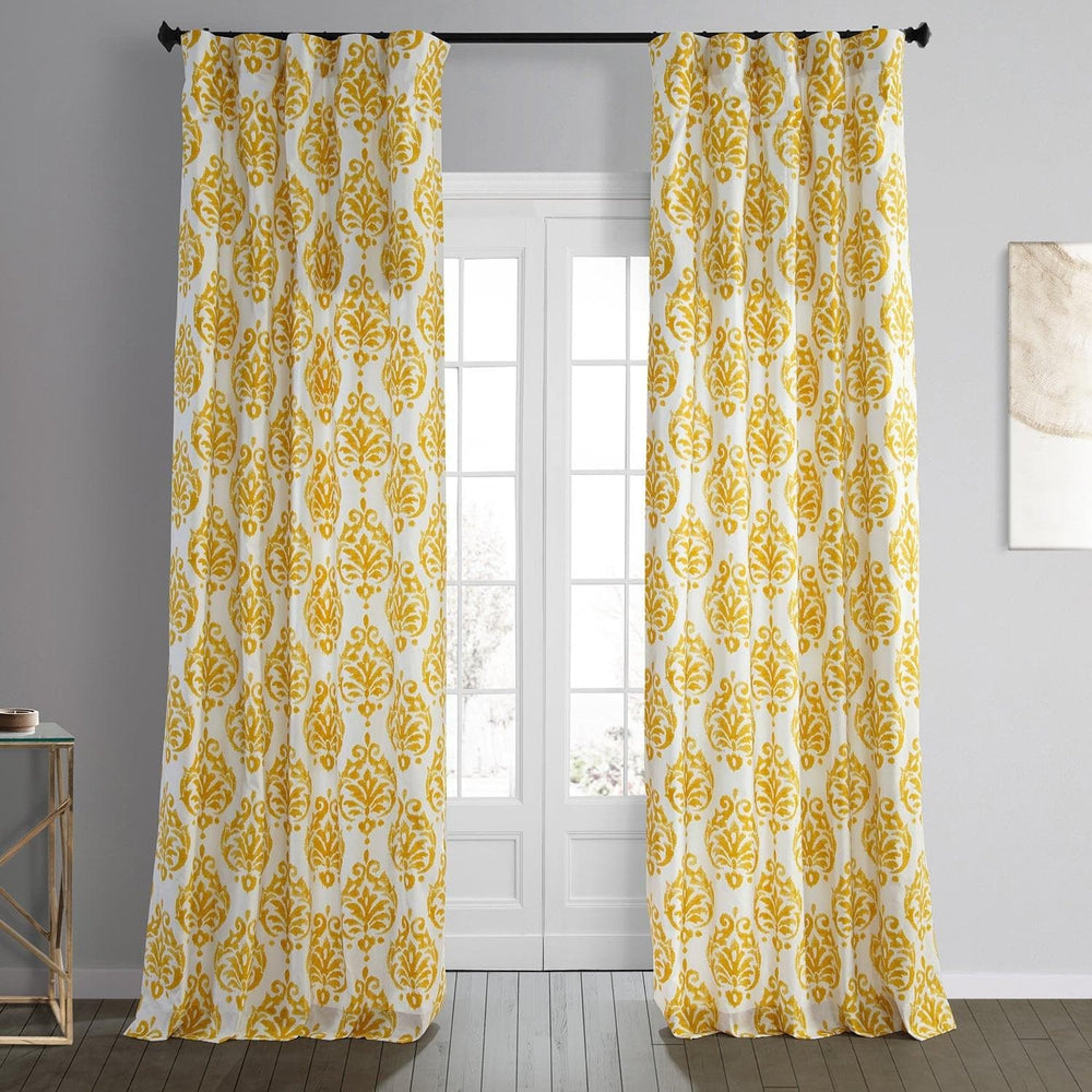 Sandlewood Gold Printed Cotton Curtain - HalfPriceDrapes.com