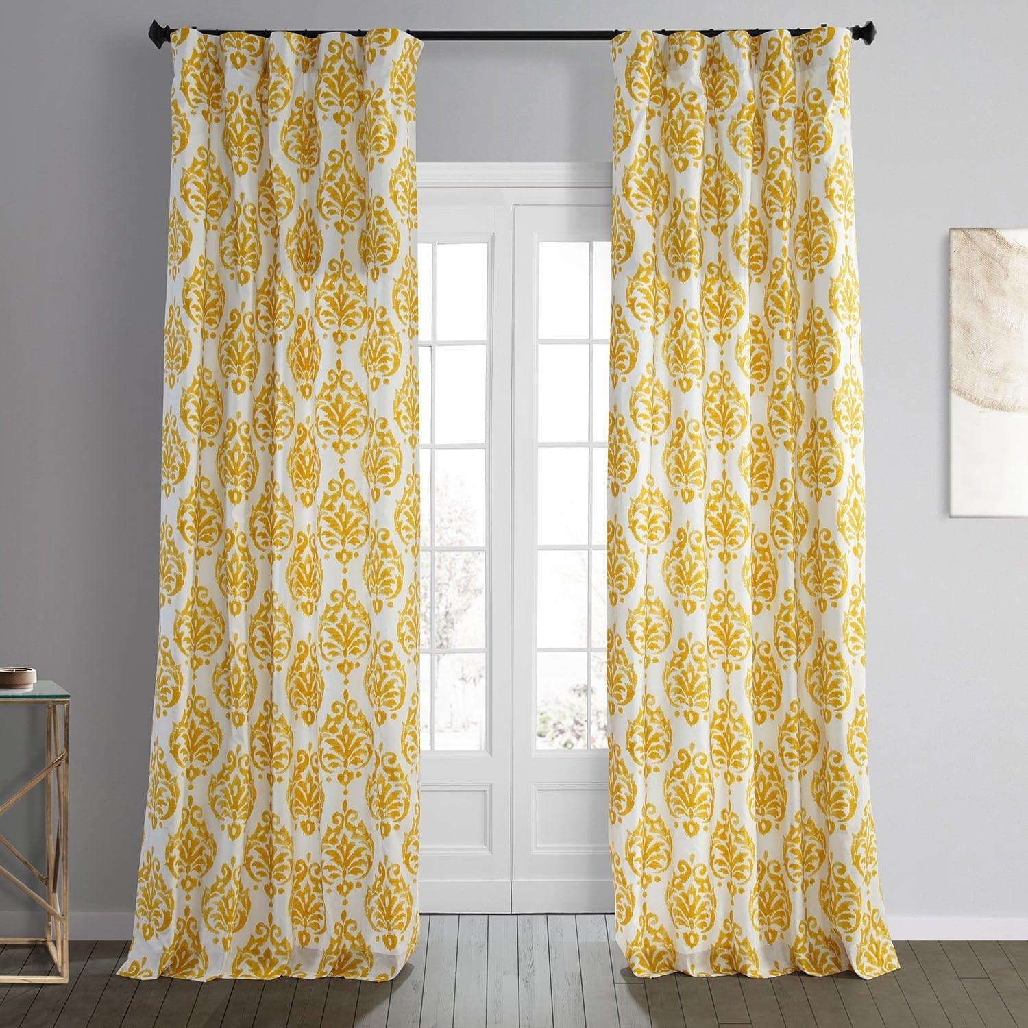 Sandlewood Gold Printed Cotton Curtain - HalfPriceDrapes.com