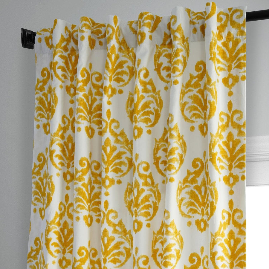 Sandlewood Gold Printed Cotton Curtain - HalfPriceDrapes.com