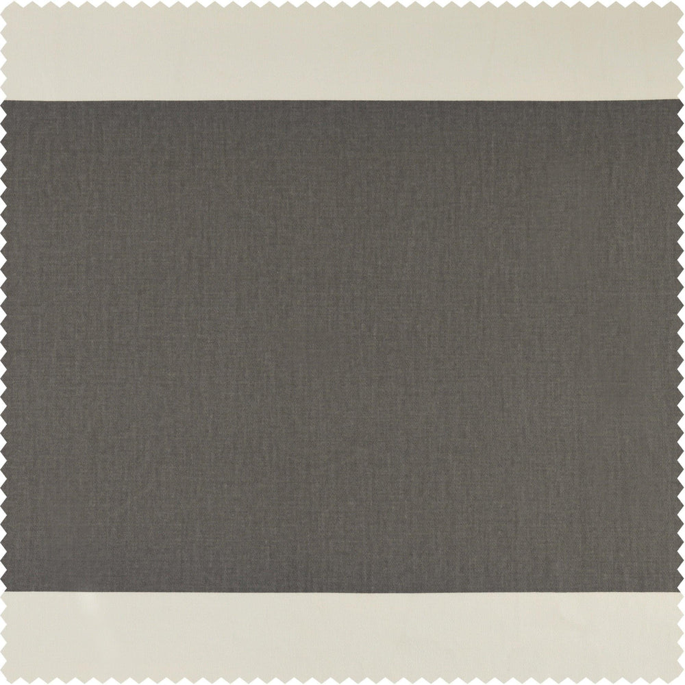 Slate Grey & Off White Horizontal Striped Printed Cotton Swatch - HalfPriceDrapes.com