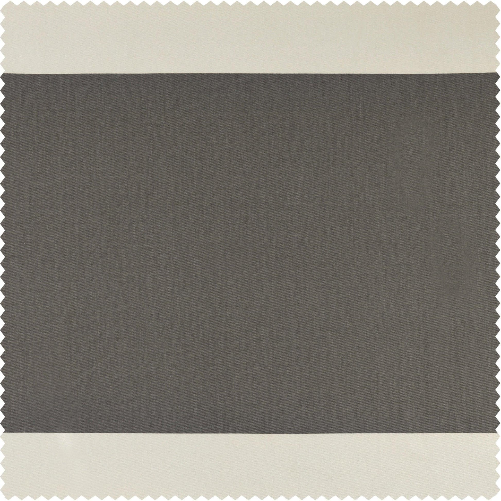 Slate Grey & Off White Horizontal Striped Printed Cotton Swatch - HalfPriceDrapes.com