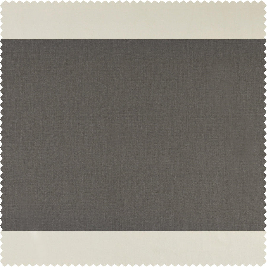 Slate Grey & Off White Horizontal Striped Printed Cotton Swatch - HalfPriceDrapes.com