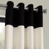 Onyx Black & Off White Horizontal Striped Grommet Printed Cotton Curtain