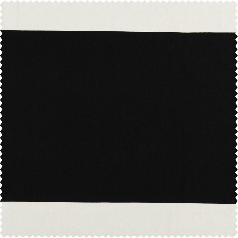 Onyx Black & Off White Horizontal Striped Printed Cotton Swatch - HalfPriceDrapes.com