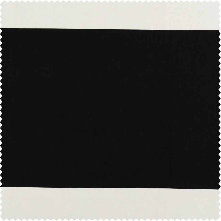 Onyx Black & Off White Horizontal Striped Printed Cotton Swatch - HalfPriceDrapes.com