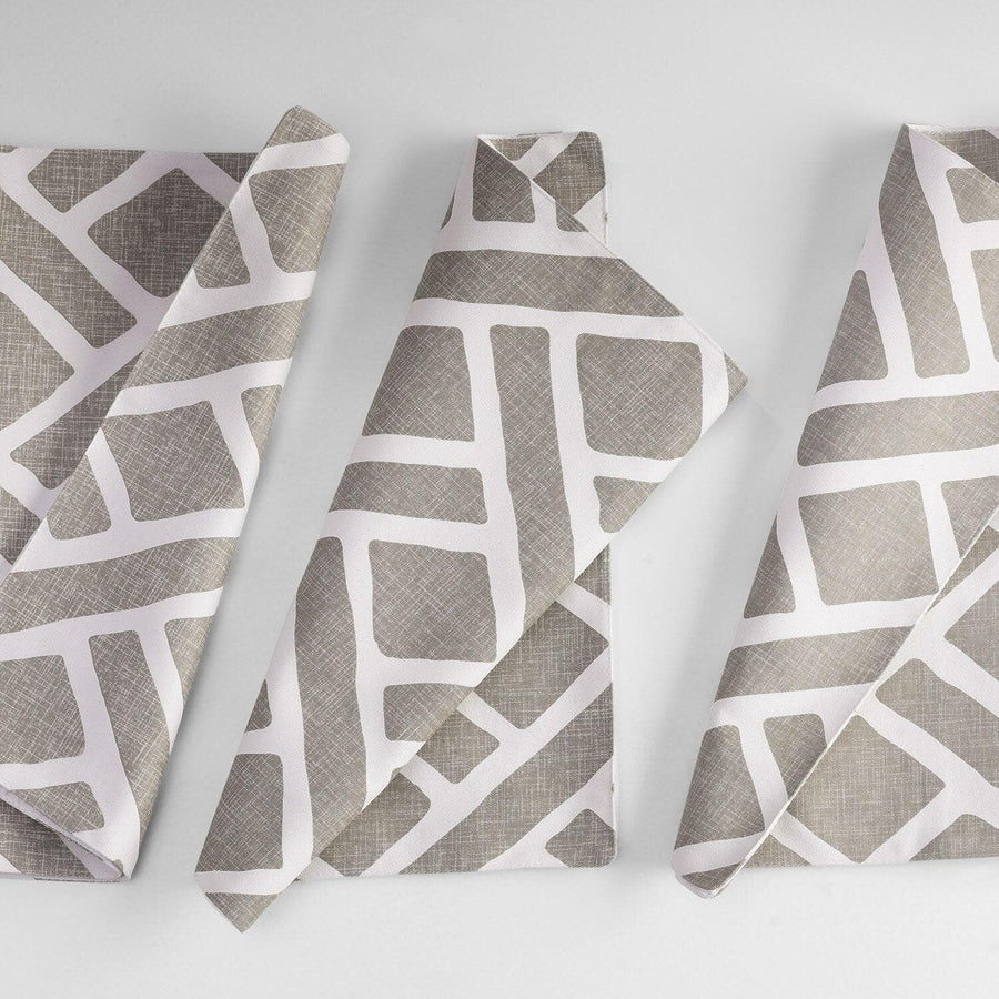 Martinique Taupe Printed Cotton Table Runners & Placemats