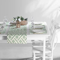 Martinique Aqua Printed Cotton Table Runners & Placemats