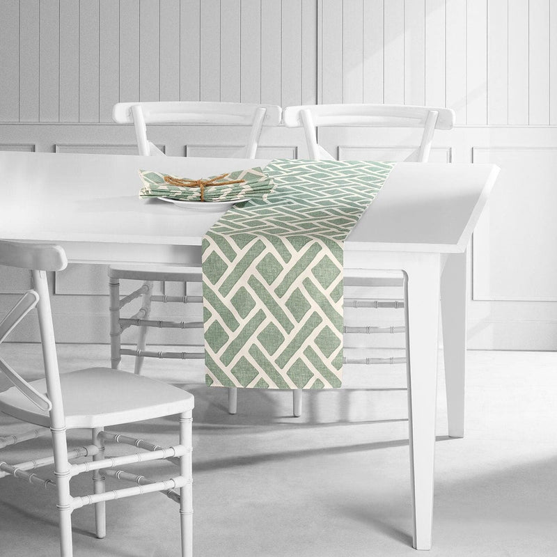 Martinique Aqua Printed Cotton Table Runners & Placemats