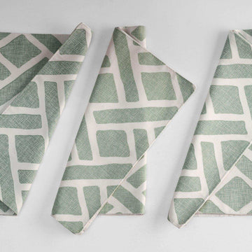 Martinique Aqua Printed Cotton Table Runners & Placemats
