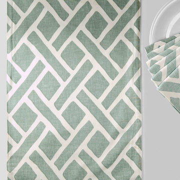 Martinique Aqua Printed Cotton Table Runners & Placemats