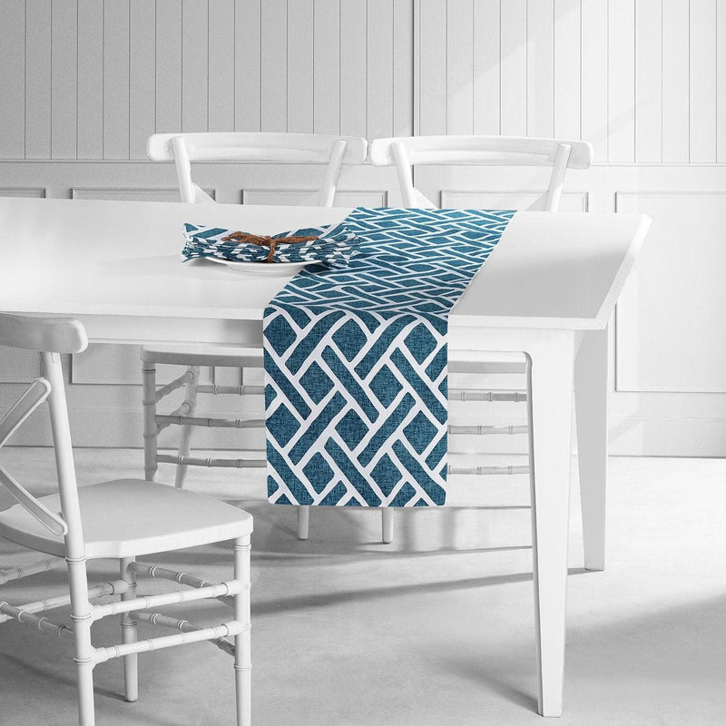 Martinique Blue Printed Cotton Table Runners & Placemats