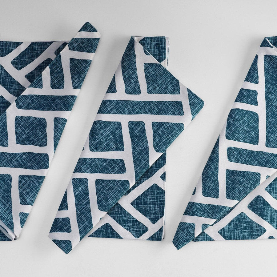 Martinique Blue Printed Cotton Table Runners & Placemats
