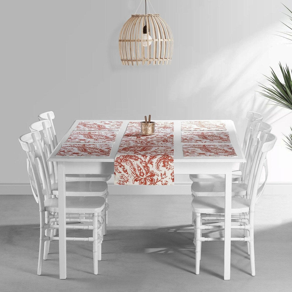 Edina Rust Printed Cotton Table Runners & Placemats