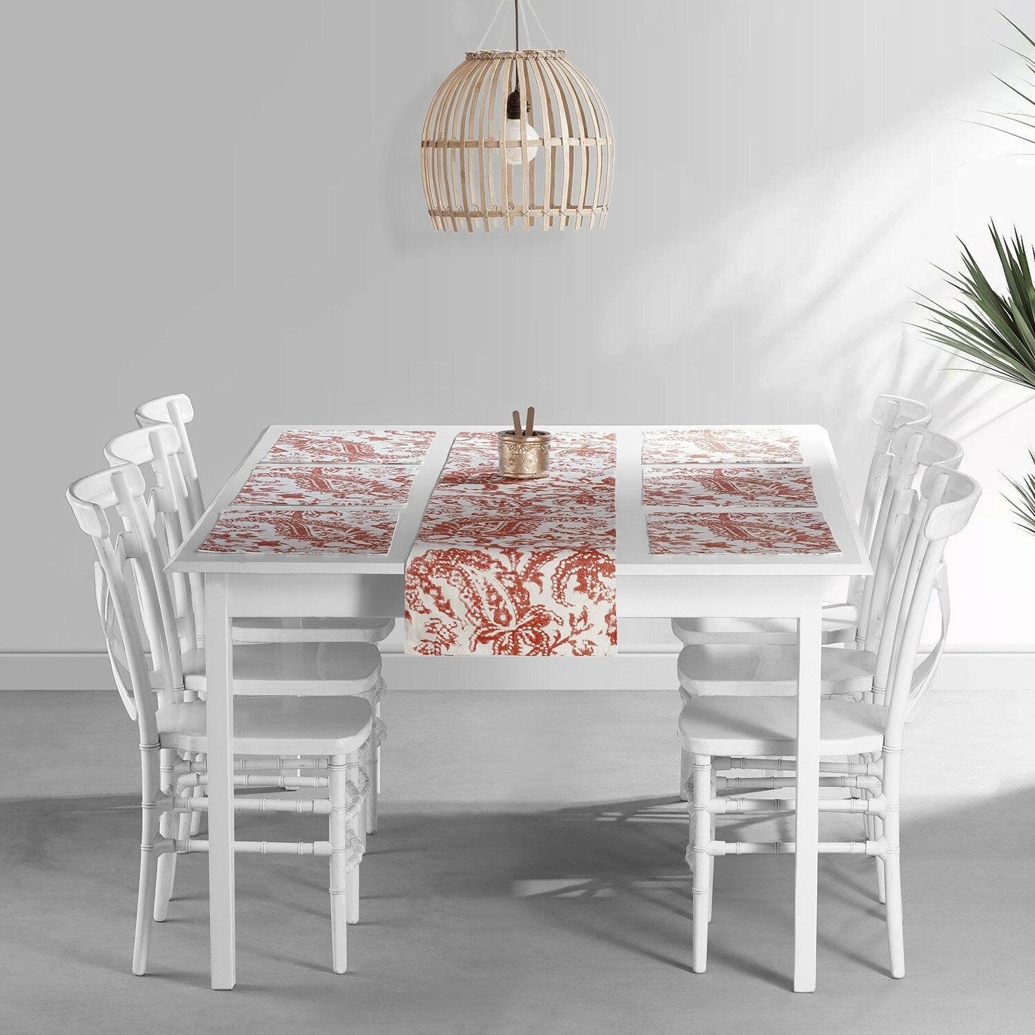 Edina Rust Printed Cotton Table Runners & Placemats