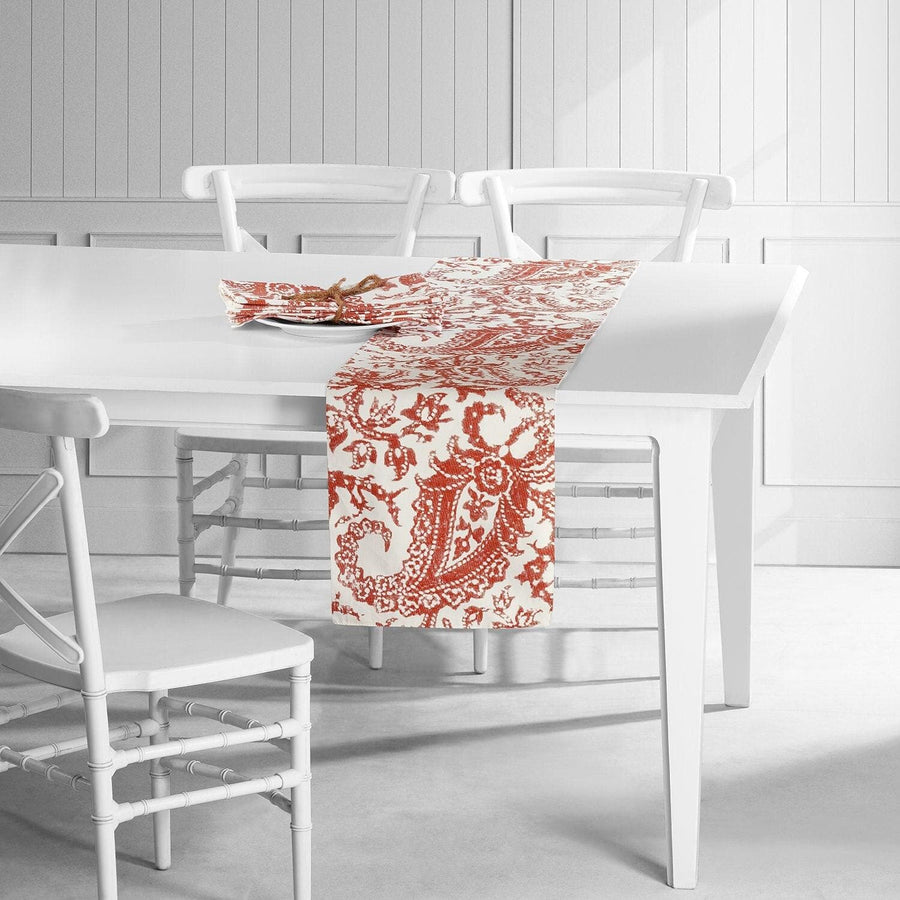 Edina Rust Printed Cotton Table Runners & Placemats