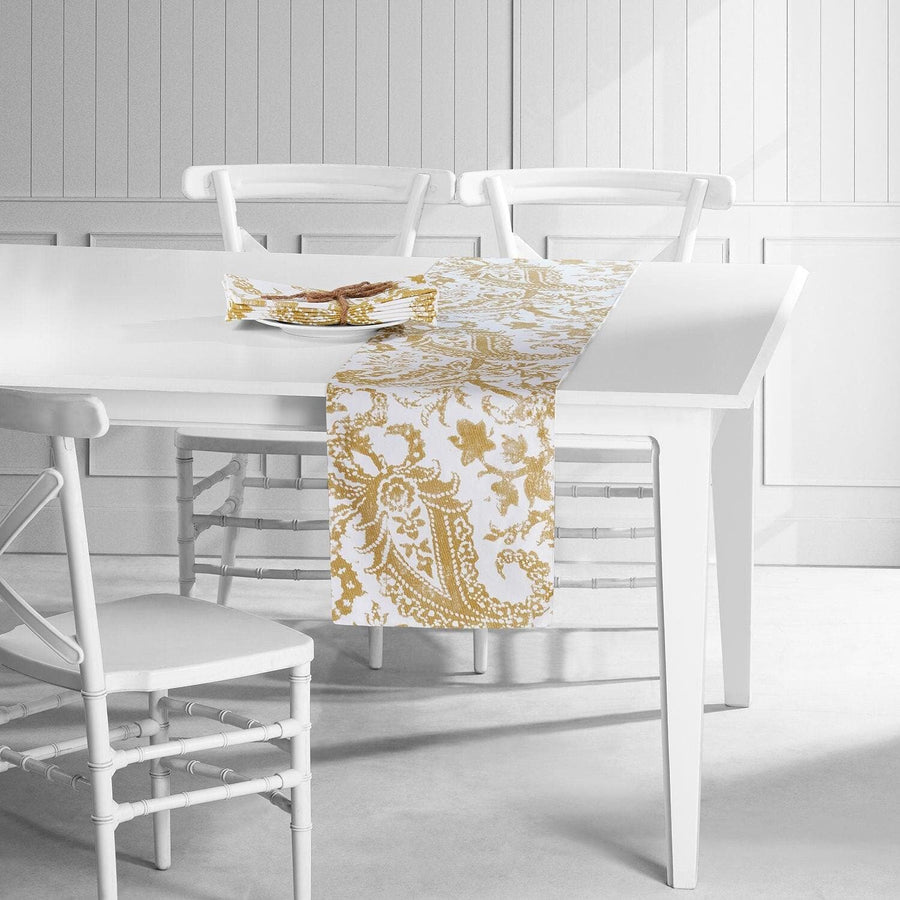 Edina Yellow Printed Cotton Table Runners & Placemats