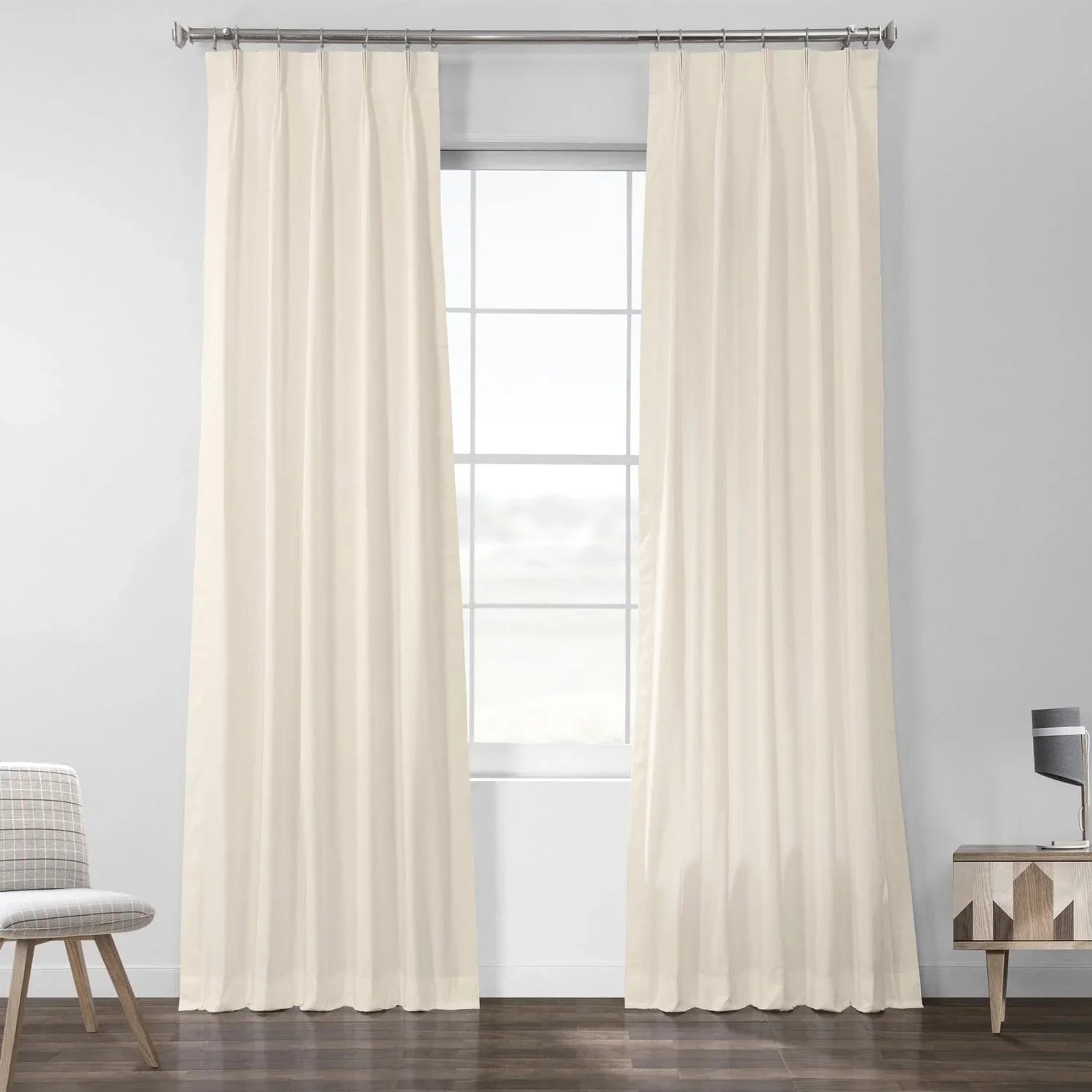 Fresh Popcorn French Pleat Solid Cotton Curtain
