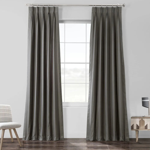 Millstone Grey French Pleat Solid Cotton Curtain