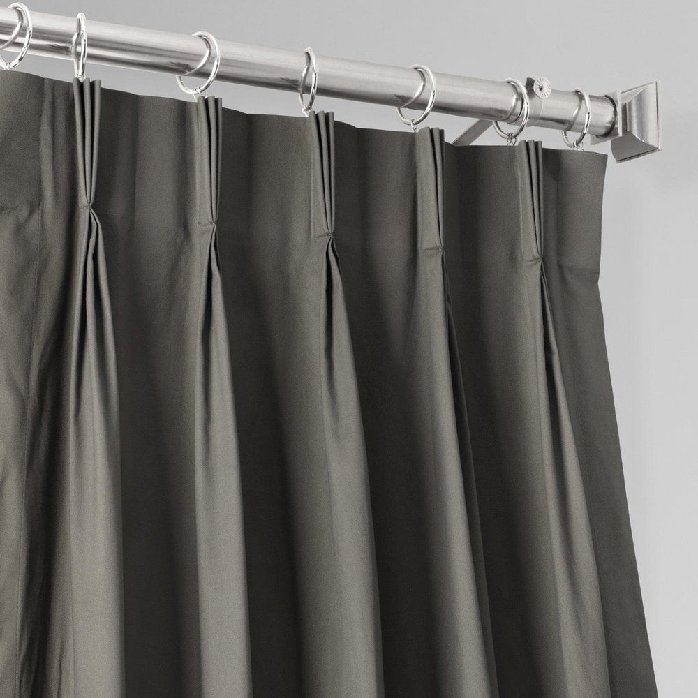 Millstone Grey French Pleat Solid Cotton Curtain - HalfPriceDrapes.com