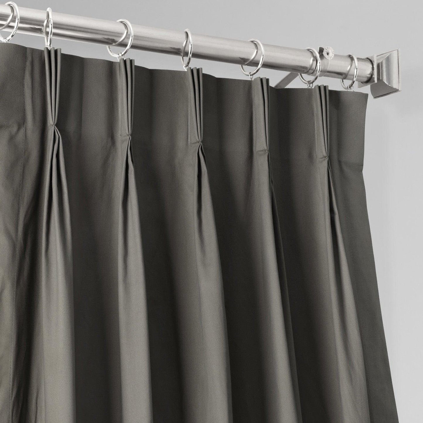 Millstone Grey French Pleat Solid Cotton Curtain - HalfPriceDrapes.com