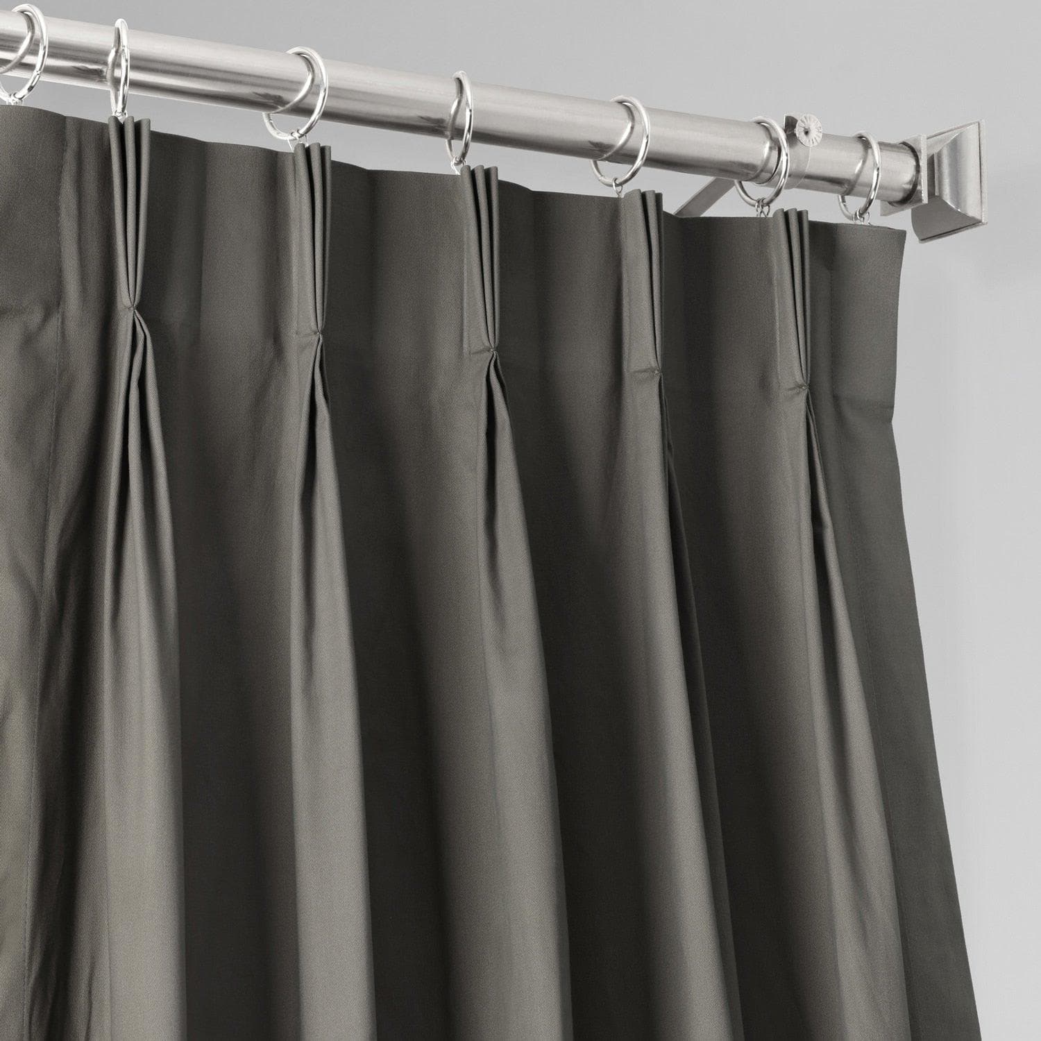 Millstone Grey French Pleat Solid Cotton Curtain - HalfPriceDrapes.com