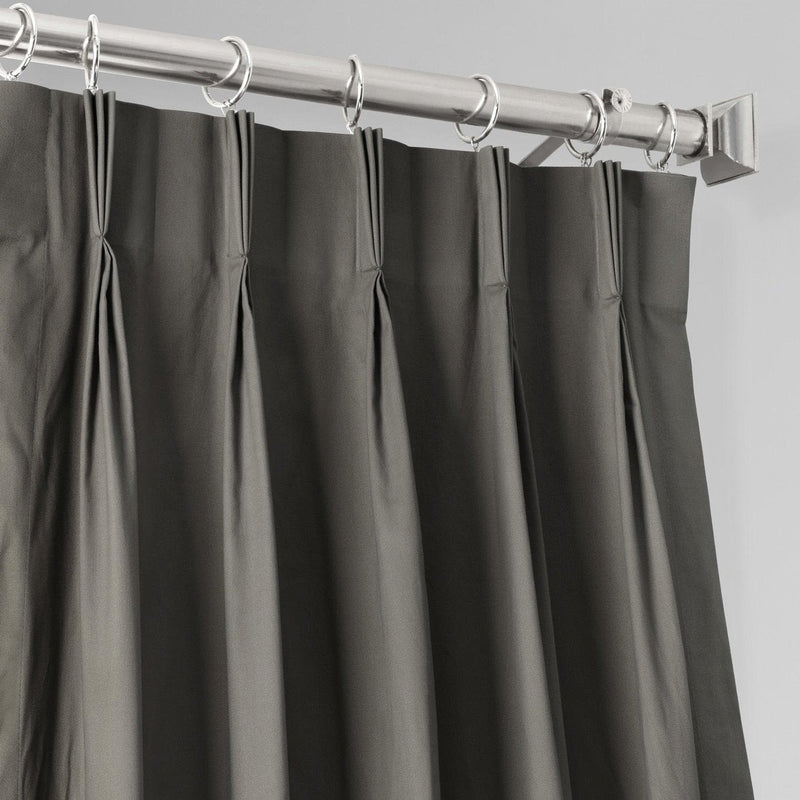 Millstone Grey French Pleat Solid Cotton Curtain - HalfPriceDrapes.com