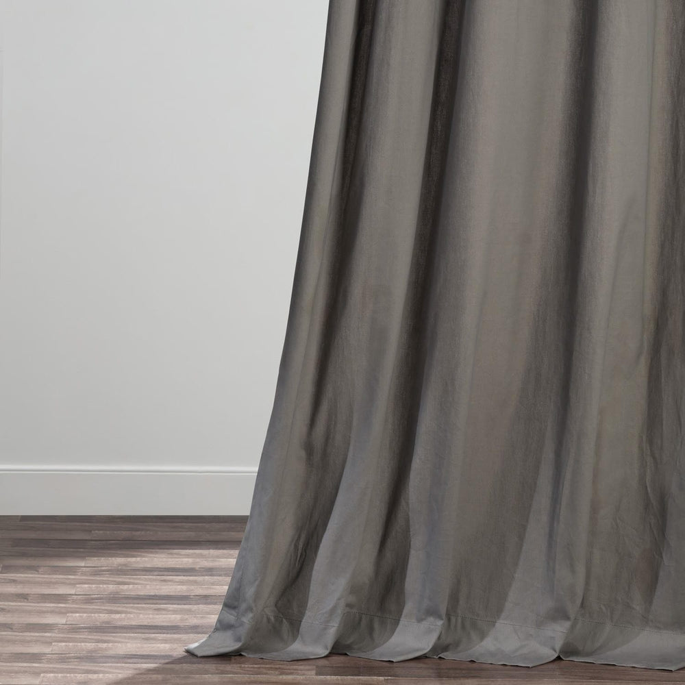 Millstone Grey French Pleat Solid Cotton Curtain - HalfPriceDrapes.com