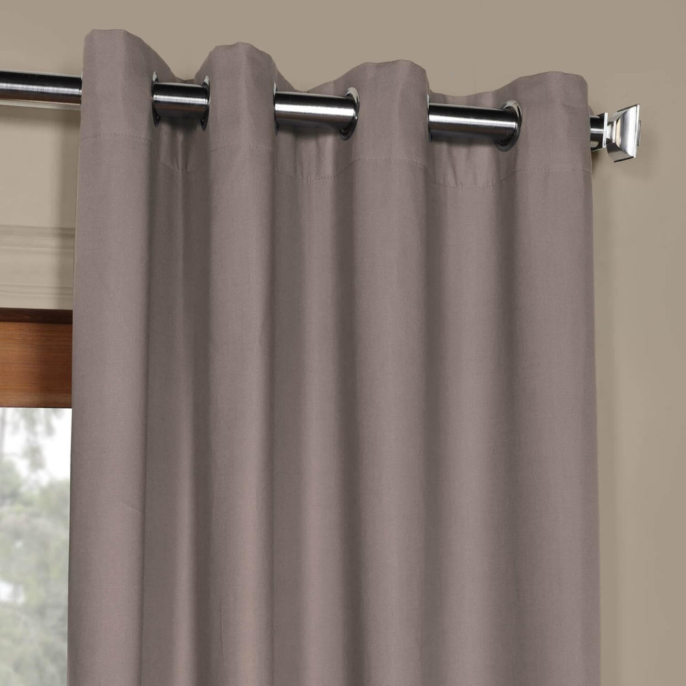 Millstone Grey Grommet Solid Cotton Curtain - HalfPriceDrapes.com