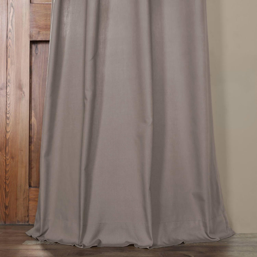 Millstone Grey Grommet Solid Cotton Curtain - HalfPriceDrapes.com