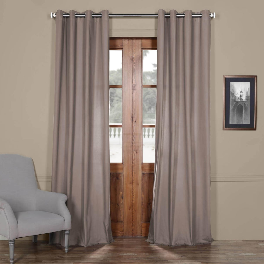 Millstone Grey Grommet Solid Cotton Curtain - HalfPriceDrapes.com