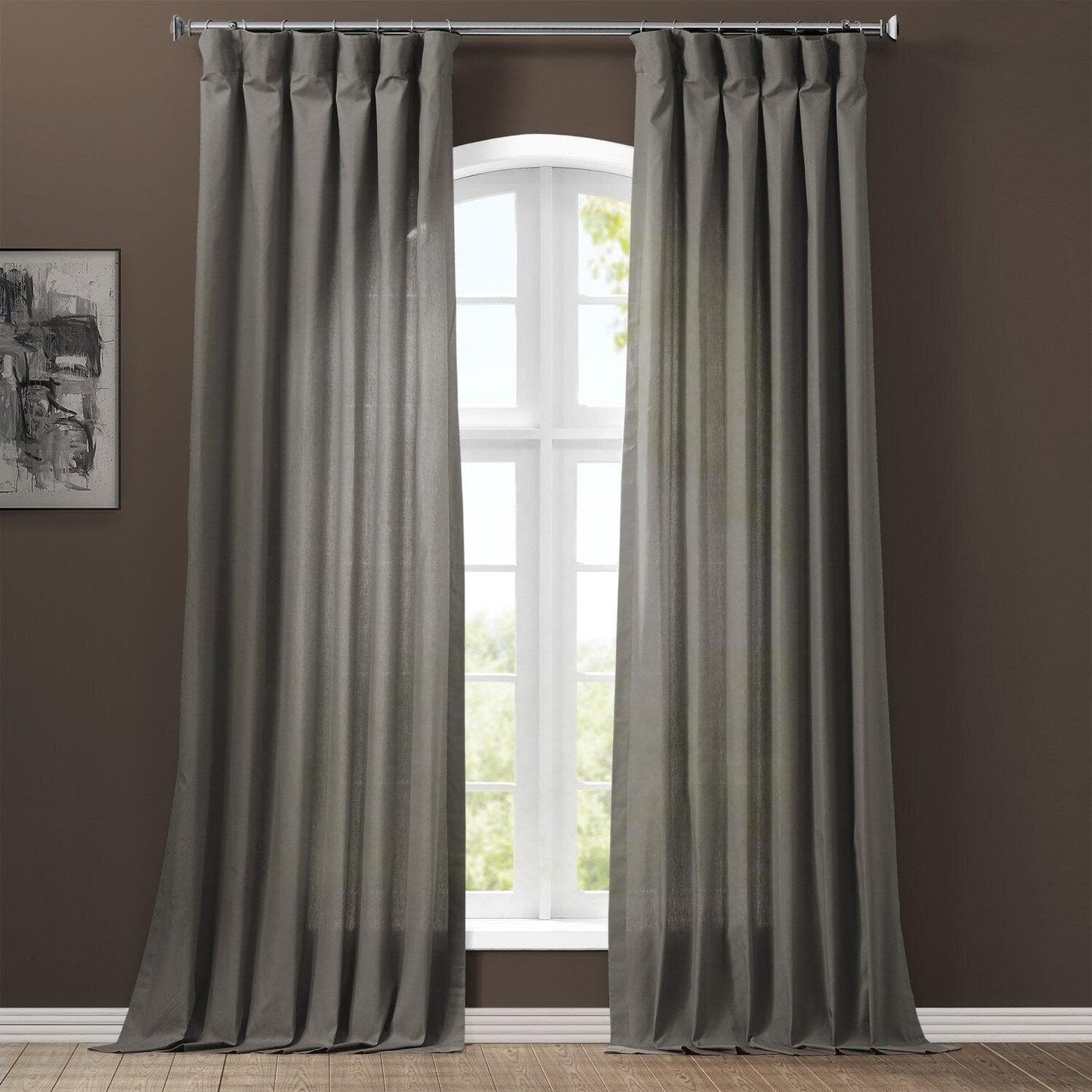Millstone Grey Solid Cotton Curtain