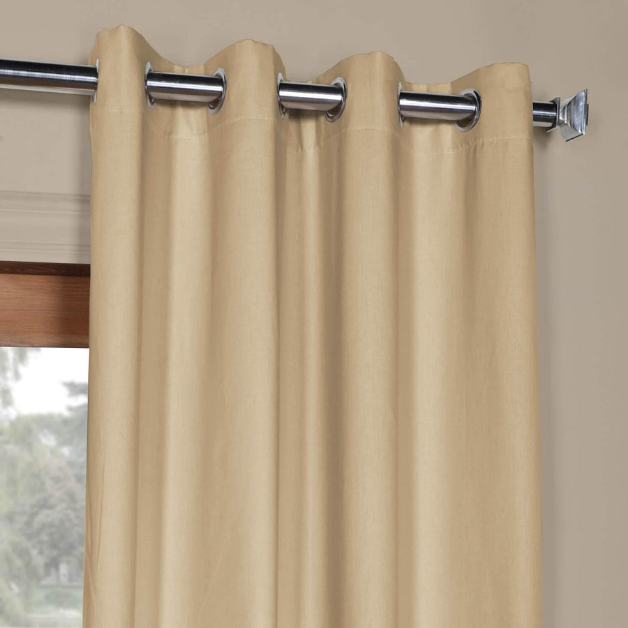 Shaker Beige Grommet Solid Cotton Curtain - HalfPriceDrapes.com