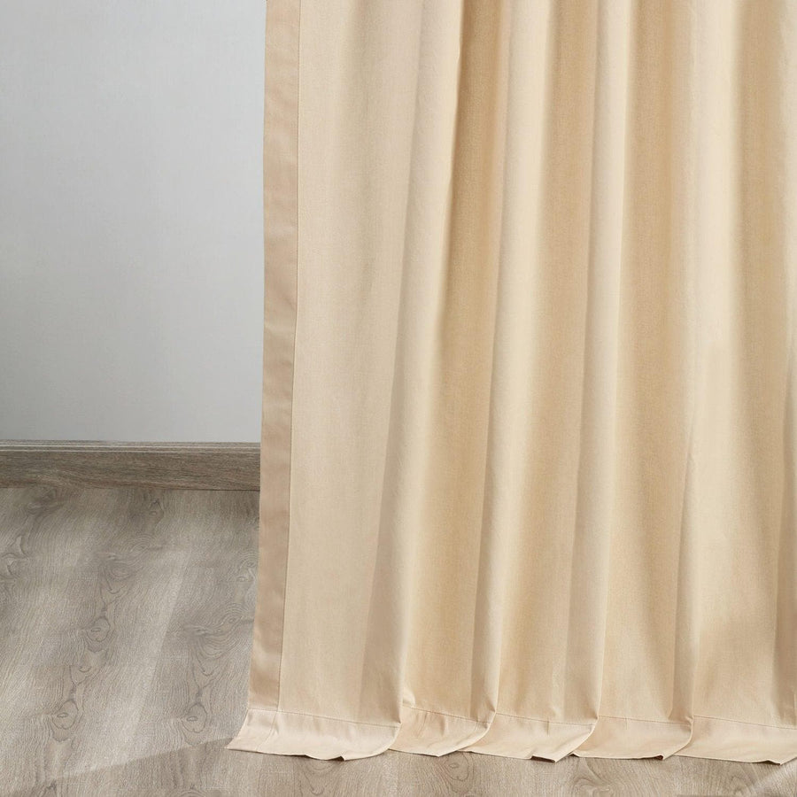 English Cream Tie-Top Solid Cotton Curtain
