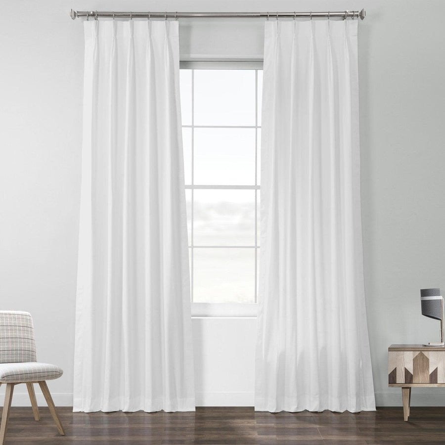 Whisper White French Pleat Solid Cotton Curtain