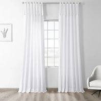 Whisper White Tie-Top Solid Cotton Curtain