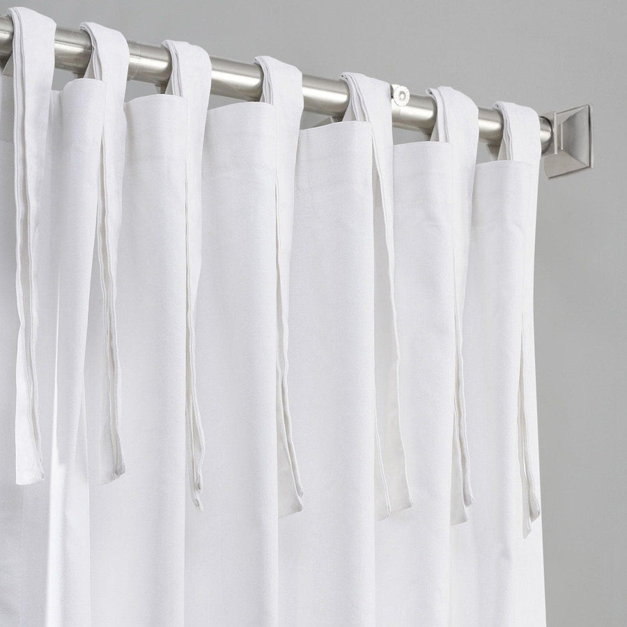Whisper White Tie-Top Solid Cotton Curtain