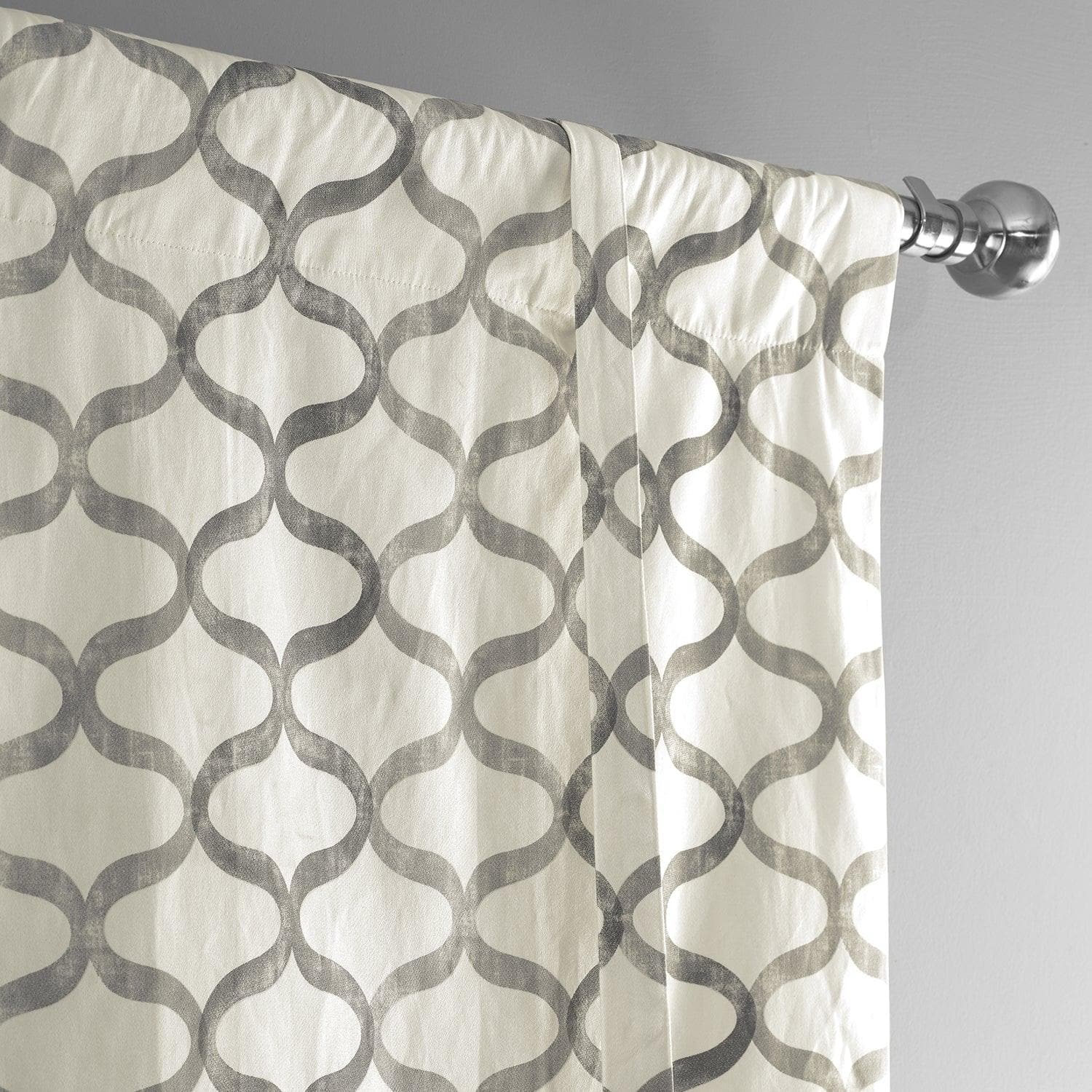 Illusions Silver Grey Printed Cotton Tie-Up Window Shade - HalfPriceDrapes.com