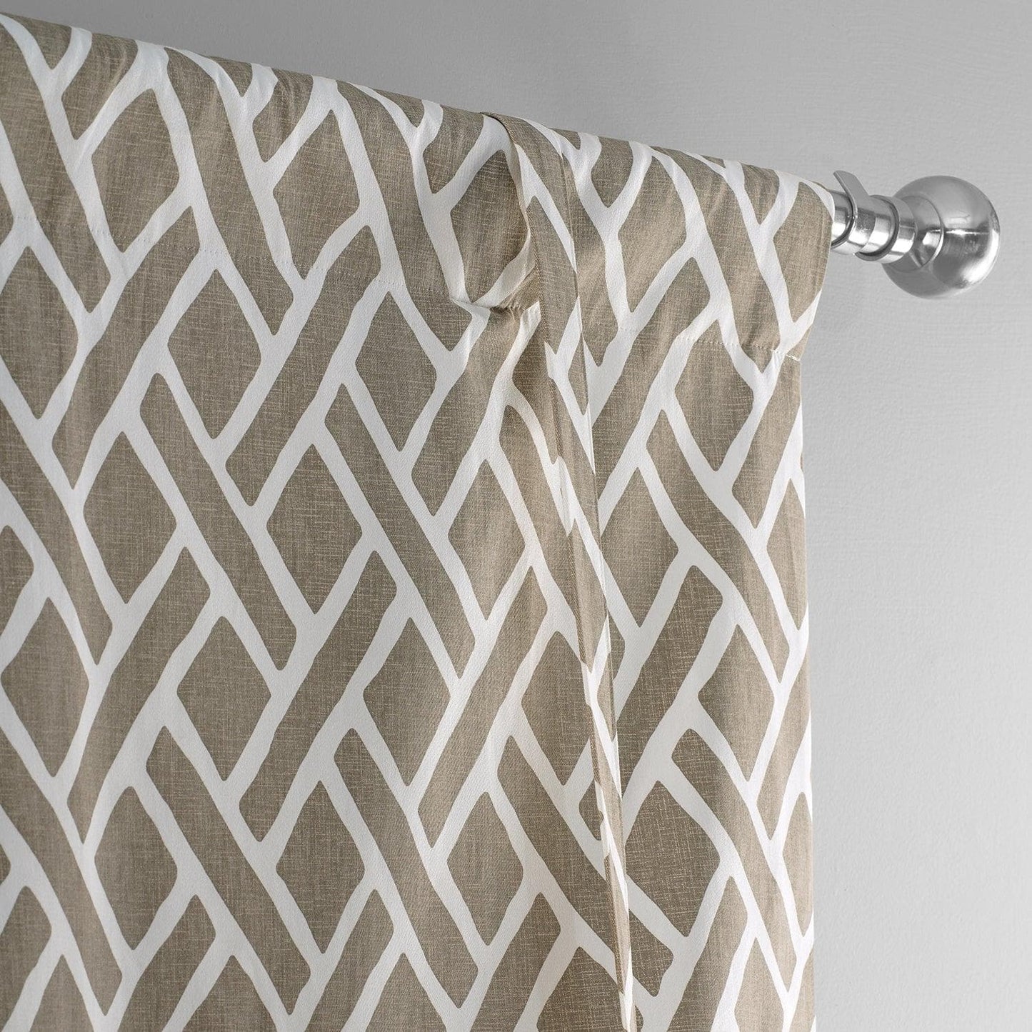 Martinique Taupe Printed Cotton Tie-Up Window Shade - HalfPriceDrapes.com