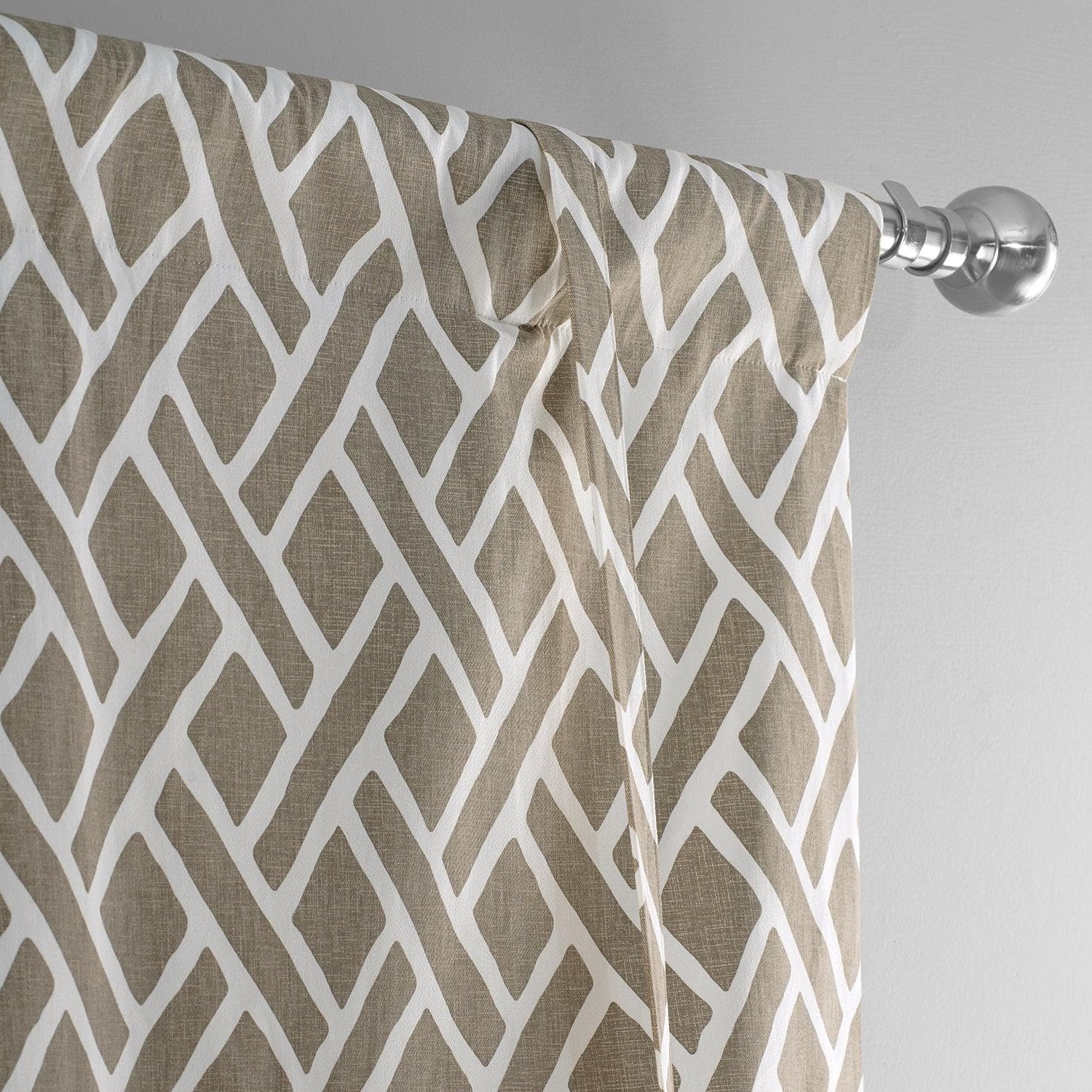 Martinique Taupe Printed Cotton Tie-Up Window Shade - HalfPriceDrapes.com