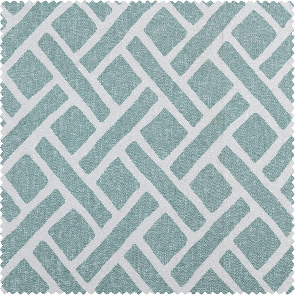 Martinique Aqua Printed Cotton Swatch - HalfPriceDrapes.com
