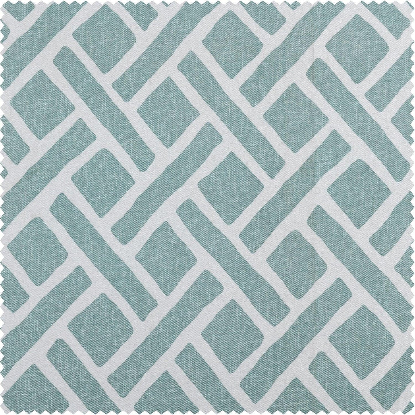 Martinique Aqua Printed Cotton Swatch - HalfPriceDrapes.com