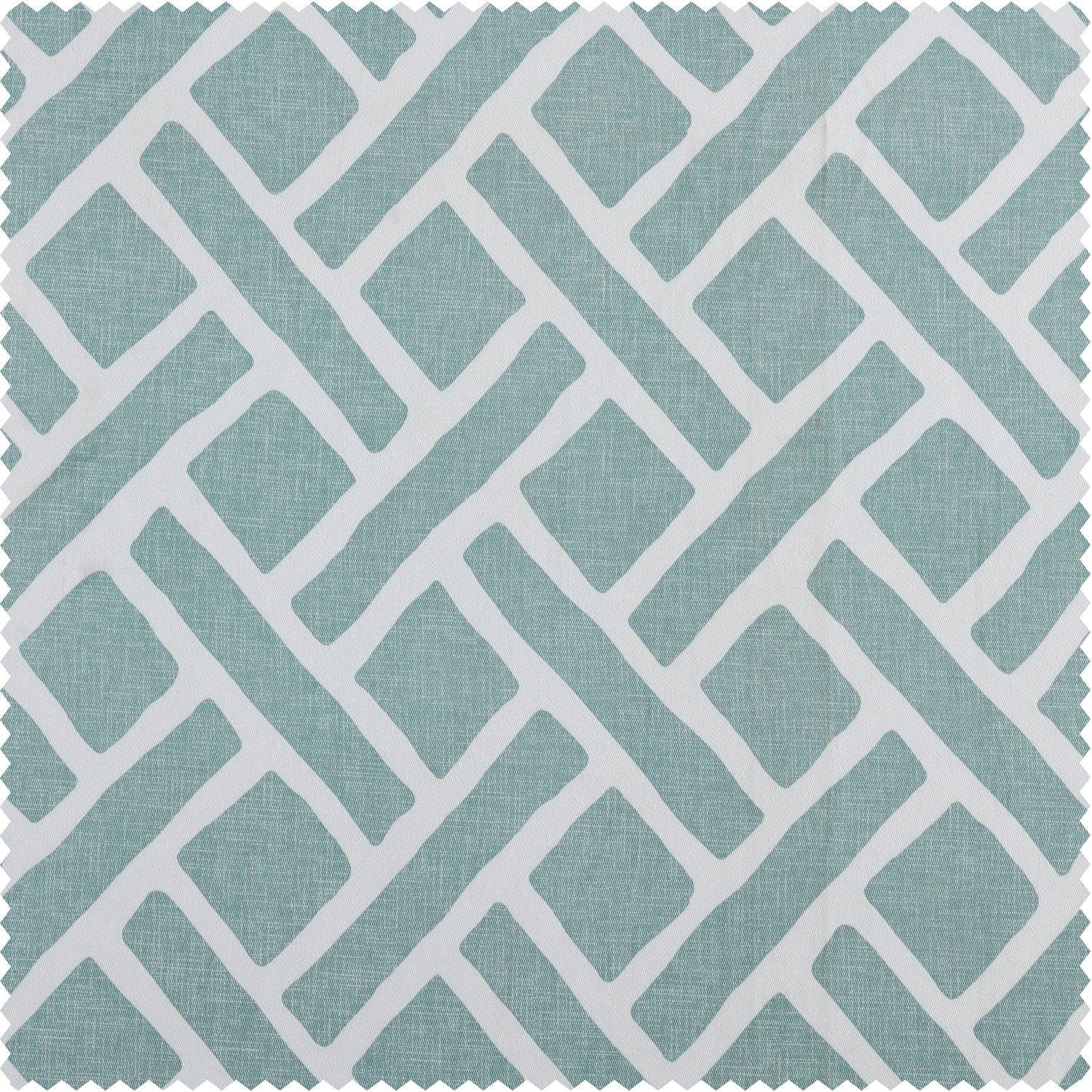 Martinique Aqua Printed Cotton Swatch - HalfPriceDrapes.com