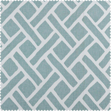 Martinique Aqua Printed Cotton Swatch - HalfPriceDrapes.com