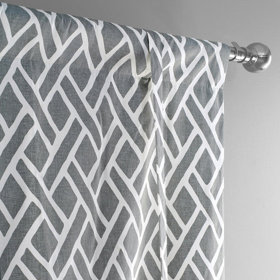 Martinique Grey Printed Cotton Tie-Up Window Shade - HalfPriceDrapes.com