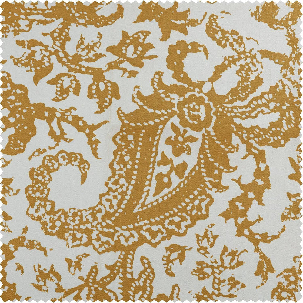 Edina Washed Mustard Printed Cotton Swatch - HalfPriceDrapes.com