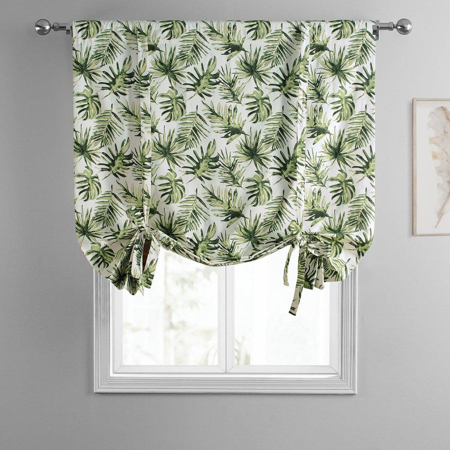 Artemis Olive Printed Cotton Tie-Up Window Shade
