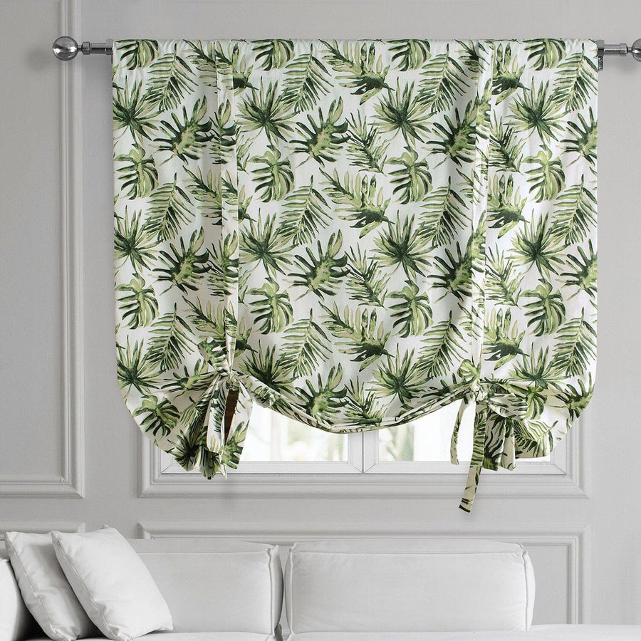 Artemis Olive Printed Cotton Tie-Up Window Shade