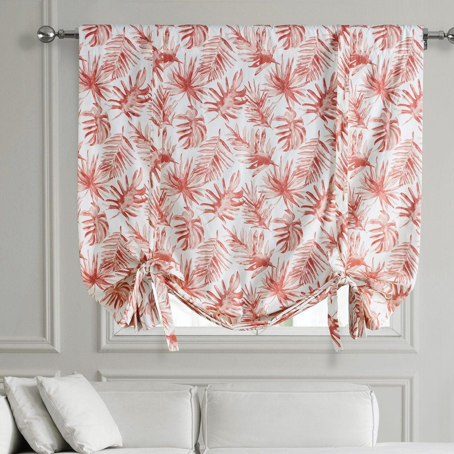 Artemis Rust Printed Cotton Tie-Up Window Shade