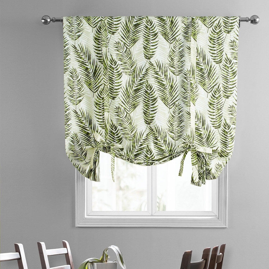 Kupala Eternal Green Printed Cotton Tie-Up Window Shade