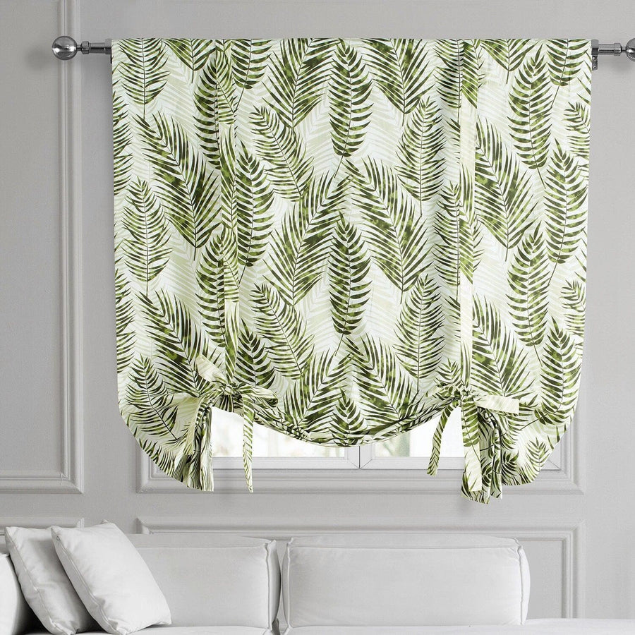 Kupala Eternal Green Printed Cotton Tie-Up Window Shade
